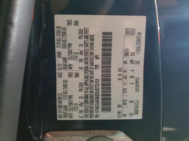 Продаж на аукціоні авто 2013 Ford Escape, vin: 1FMCU0G92DUD72133, номер лоту: 62909106