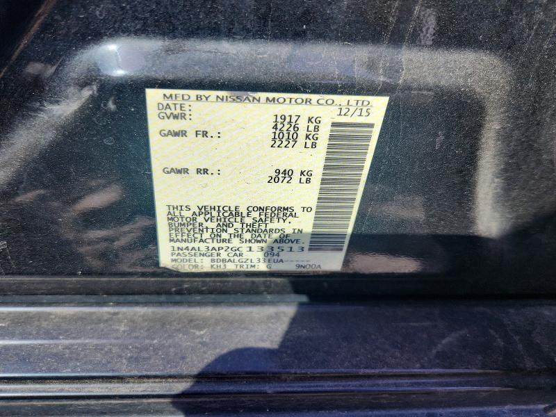 Продажа на аукционе авто 2016 Nissan Altima, vin: 1N4AL3AP2GC133513, номер лота: 59311026