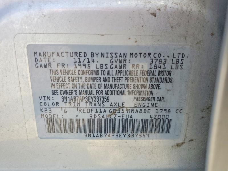 Aukcja sprzedaży 2014 Nissan Sentra, vin: 3N1AB7AP3EY337359, numer aukcji: 61843396