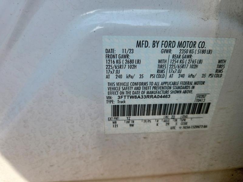 85632845 :رقم المزاد ، 3FTTW8A33RRA04463 vin ، 2024 Ford Maverick مزاد بيع