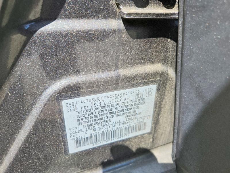 62060546 :رقم المزاد ، 3N1AB7AP5KY289293 vin ، 2019 Nissan Sentra مزاد بيع