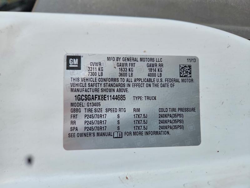 62873416 :رقم المزاد ، 1GCSGAFX8E1144685 vin ، 2014 Chevrolet Express G1500 مزاد بيع
