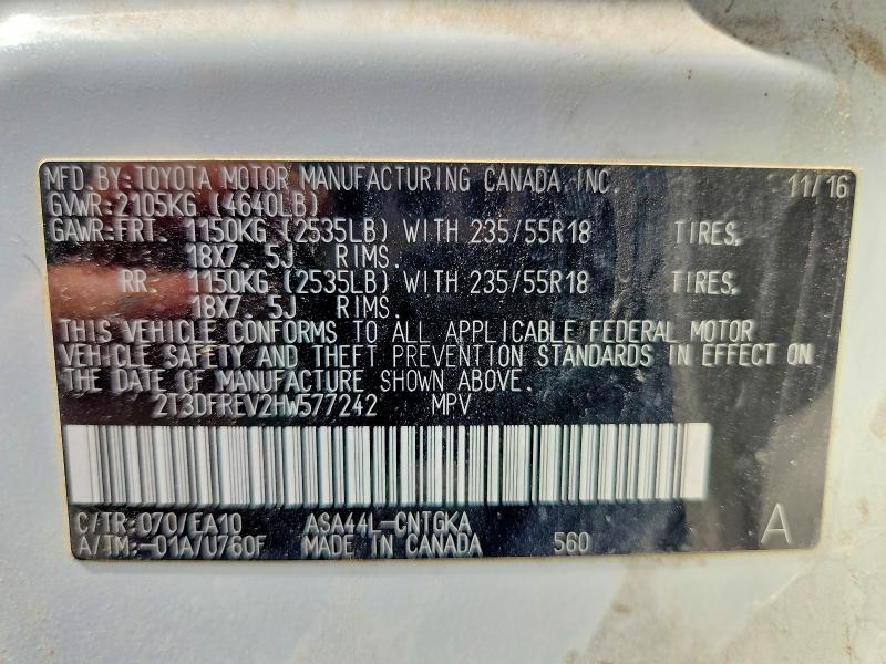 2017 Toyota Rav4 მანქანა იყიდება აუქციონზე, vin: 2T3DFREV2HW577242, აუქციონის ნომერი: 61781036