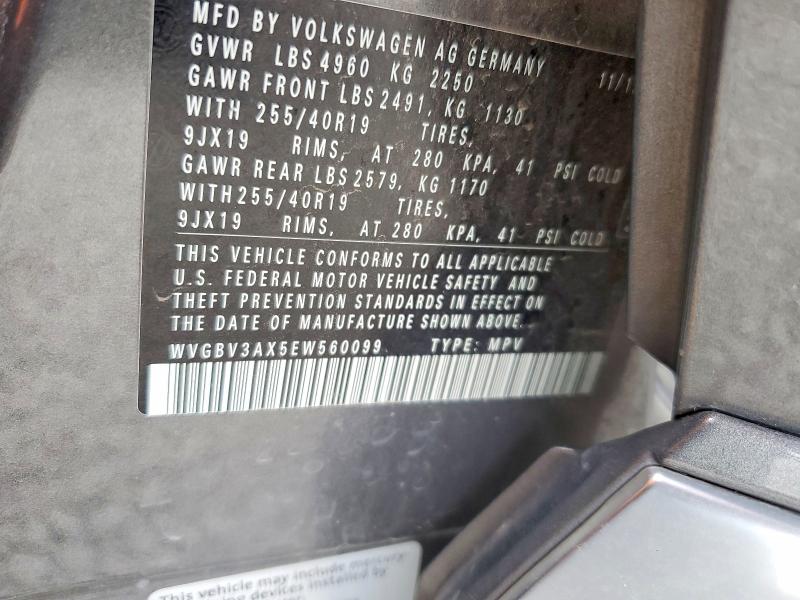61021446 :رقم المزاد ، WVGBV3AX5EW560099 vin ، 2014 Volkswagen Tiguan مزاد بيع