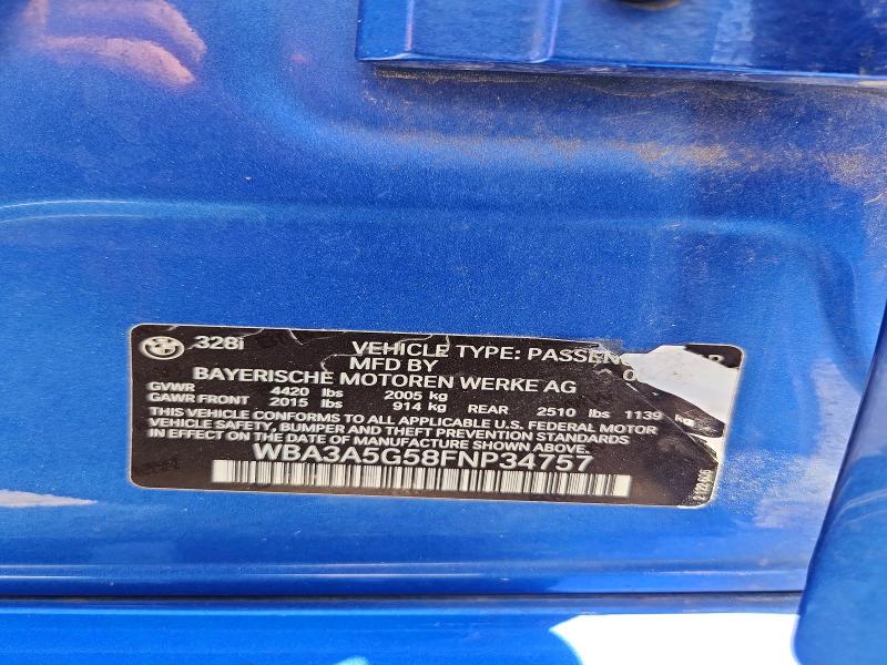 Продажа на аукционе авто 2015 Bmw 328, vin: WBA3A5G58FNP34757, номер лота: 61805416