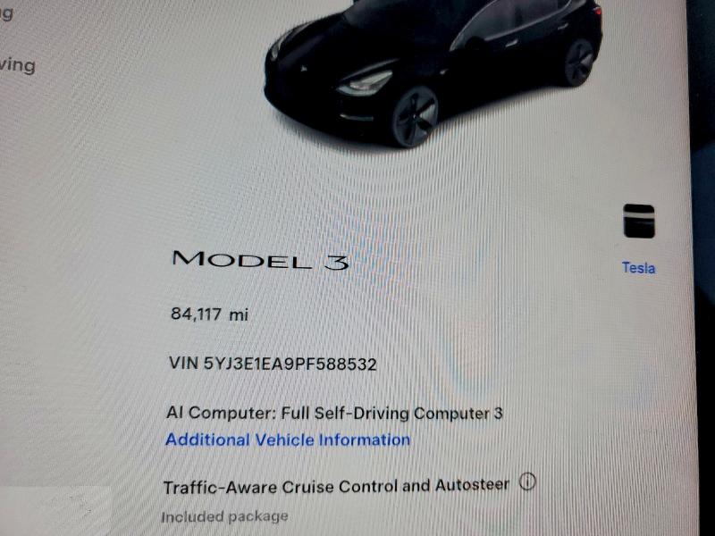 2023 Tesla Model 3 მანქანა იყიდება აუქციონზე, vin: 5YJ3E1EA9PF588532, აუქციონის ნომერი: 57964506