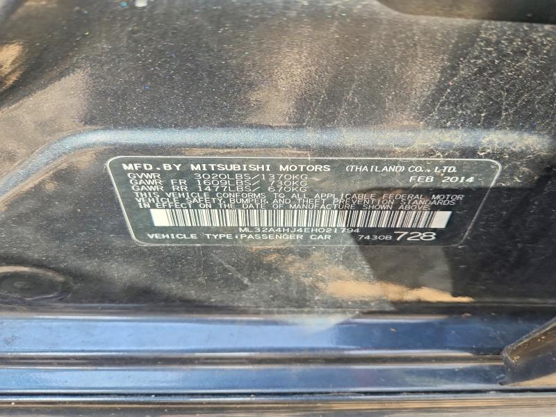 Aukcja sprzedaży 2014 Mitsubishi Mirage, vin: ML32A4HJ4EH021794, numer aukcji: 60876446