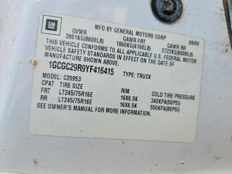 Продаж на аукціоні авто 2000 Chevrolet Gmt-400, vin: 1GCGC29R9YF416415, номер лоту: 59641506