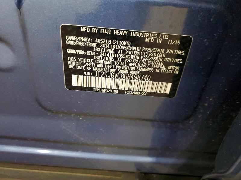 Aukcja sprzedaży 2016 Subaru Forester, vin: JF2SJGVC8GH498740, numer aukcji: 61071056