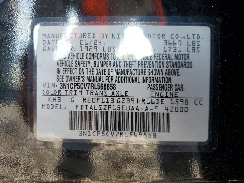 Продаж на аукціоні авто 2024 Nissan Kicks, vin: 3N1CP5CV7RL568858, номер лоту: 60168626