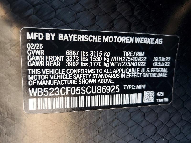 62639426 :رقم المزاد ، WB523CF05SCU86925 vin ، 2025 Bmw Ix مزاد بيع