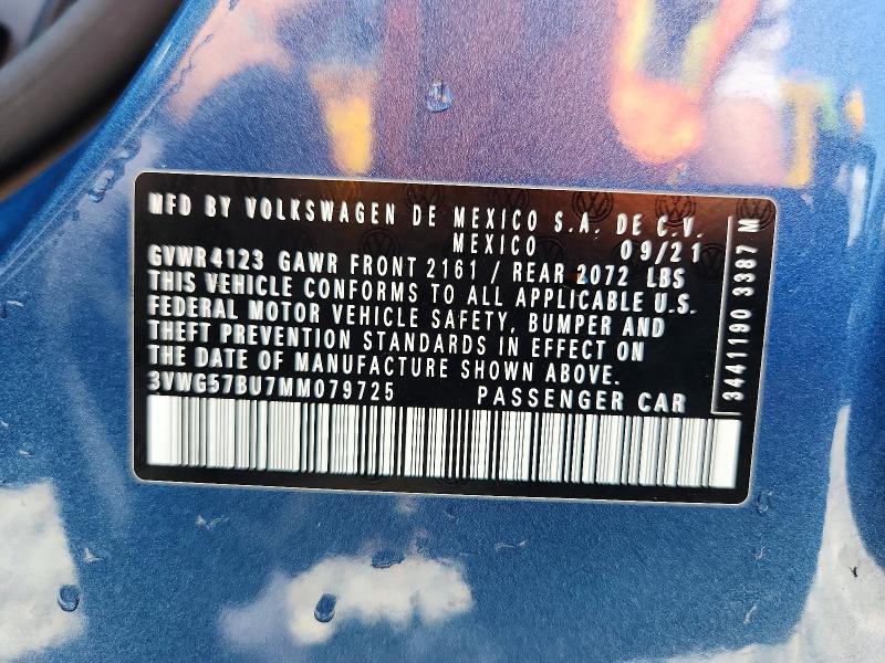 Aukcja sprzedaży 2021 Volkswagen Jetta, vin: 3VWG57BU7MM079725, numer aukcji: 62573216