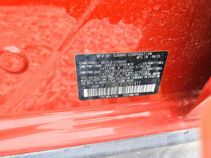 60148256 :رقم المزاد ، JF2GUHDC4SH281411 vin ، 2025 Subaru Crosstrek مزاد بيع
