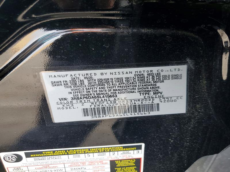 Продаж на аукціоні авто 2025 Nissan Kicks, vin: 3N8AP6DA6SL415663, номер лоту: 59302496