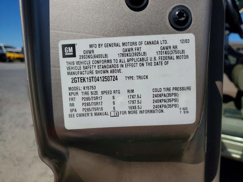 62057746 :رقم المزاد ، 2GTEK19T041250724 vin ، 2004 Gmc New Sierra مزاد بيع