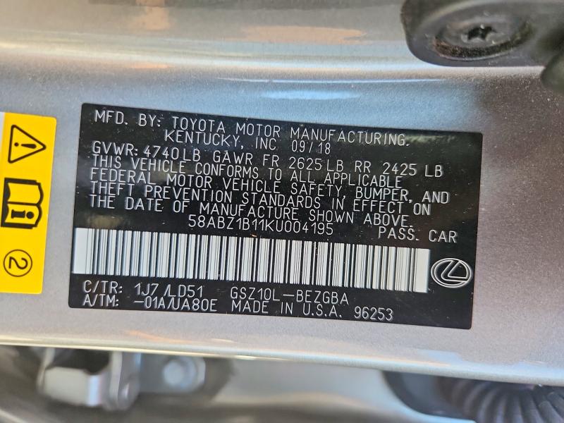 Aukcja sprzedaży 2019 Lexus Es, vin: 58ABZ1B11KU004195, numer aukcji: 62658816