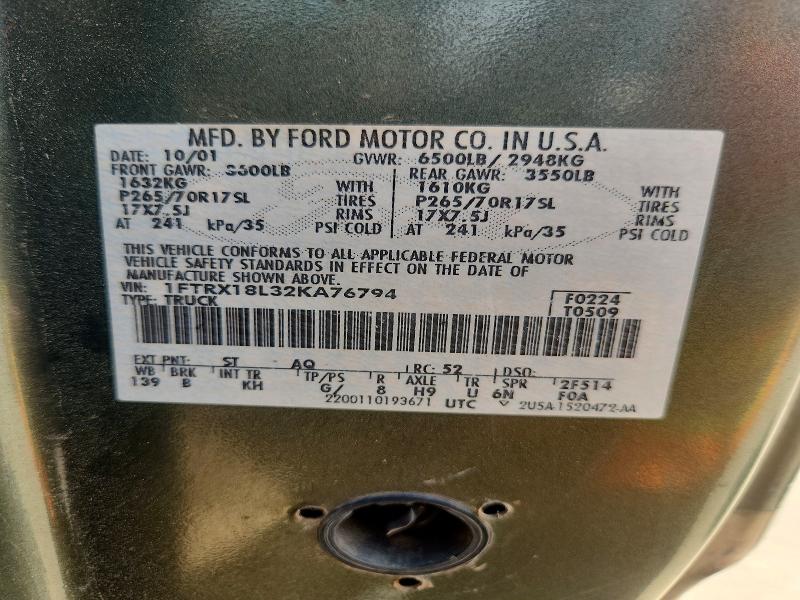 Продаж на аукціоні авто 2002 Ford F150, vin: 1FTRX18L32KA76794, номер лоту: 60215506