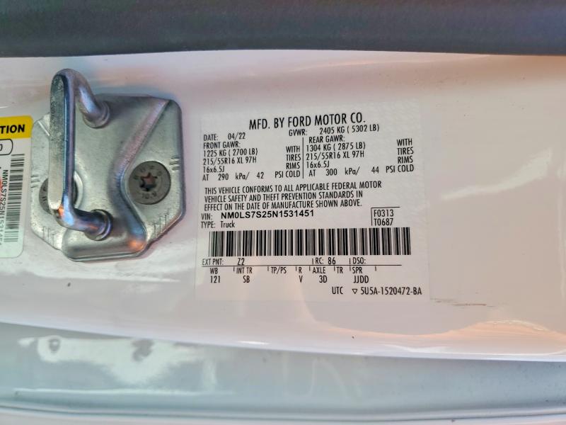60711526 :رقم المزاد ، NM0LS7S25N1531451 vin ، 2022 Ford Transit Connect مزاد بيع