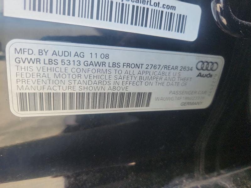 2009 Audi A6 მანქანა იყიდება აუქციონზე, vin: WAUWG74F19N023376, აუქციონის ნომერი: 59824266
