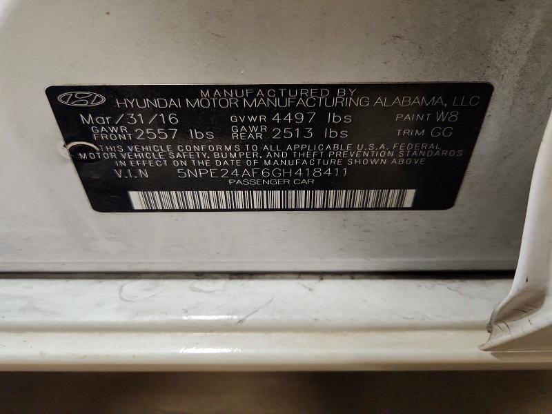 Aukcja sprzedaży 2016 Hyundai Sonata, vin: 5NPE24AF6GH418411, numer aukcji: 62295906