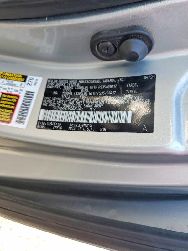 Продаж на аукціоні авто 2021 Toyota Sienna, vin: 5TDYSKFC1MS020383, номер лоту: 58979316