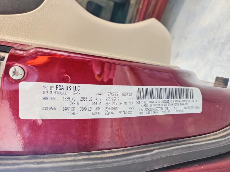 60931666 :رقم المزاد ، 2C4RDGCG4KR693368 vin ، 2019 Dodge Grand Caravan مزاد بيع
