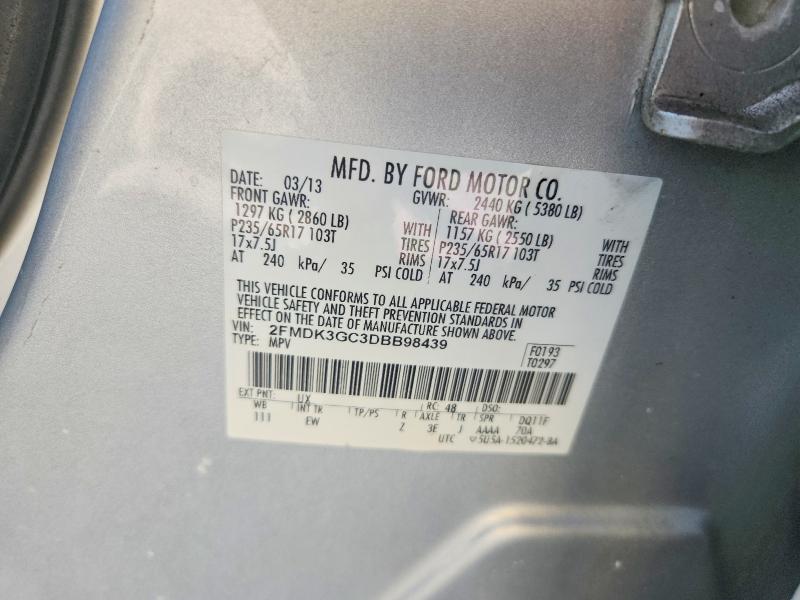 62349116 :رقم المزاد ، 2FMDK3GC3DBB98439 vin ، 2013 Ford Edge مزاد بيع
