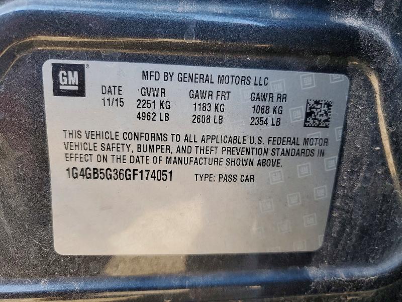 Aukcja sprzedaży 2016 Buick Lacrosse, vin: 1G4GB5G36GF174051, numer aukcji: 61315886