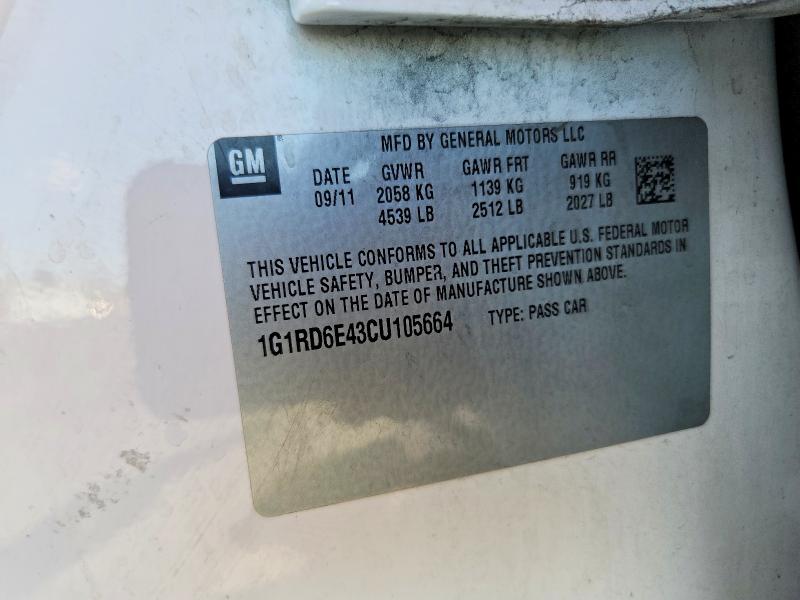 Продажа на аукционе авто 2012 Chevrolet Volt, vin: 1G1RD6E43CU105664, номер лота: 62475886