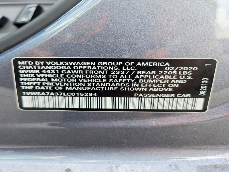 Продажа на аукционе авто 2020 Volkswagen Passat, vin: 1VWSA7A37LC015294, номер лота: 60918746