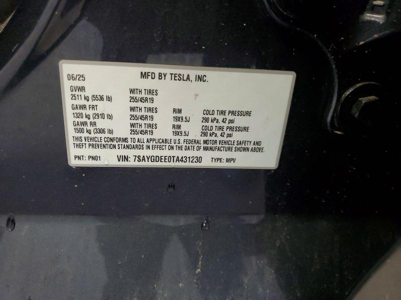 62235306 :رقم المزاد ، 7SAYGDEE0TA431230 vin ، 2026 Tesla Model Y مزاد بيع