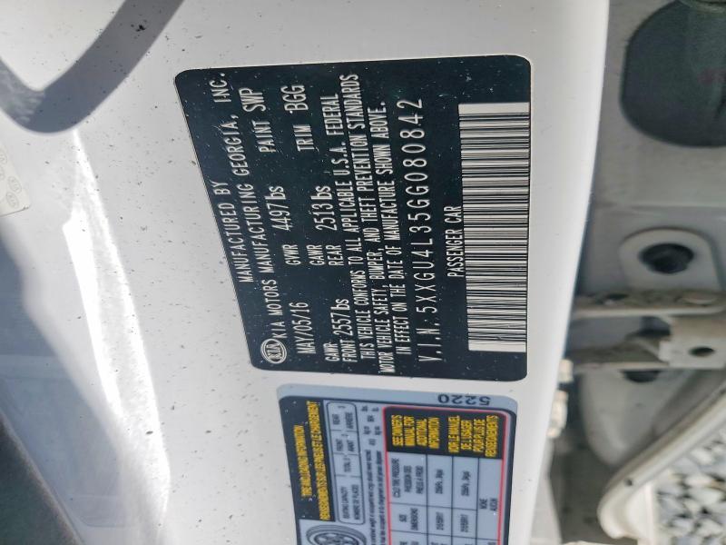 2016 Kia Optima მანქანა იყიდება აუქციონზე, vin: 5XXGU4L35GG080842, აუქციონის ნომერი: 60304966