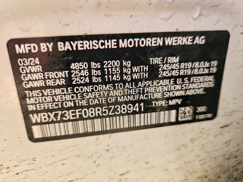 61098306 :رقم المزاد ، WBX73EF08R5Z38941 vin ، 2024 Bmw X1 مزاد بيع