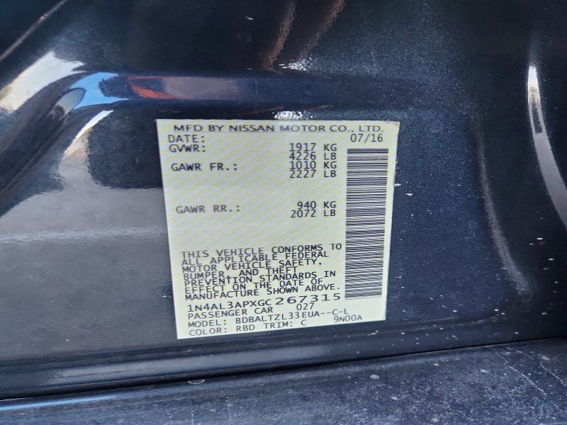 Aukcja sprzedaży 2016 Nissan Altima, vin: 1N4AL3APXGC267315, numer aukcji: 63320736