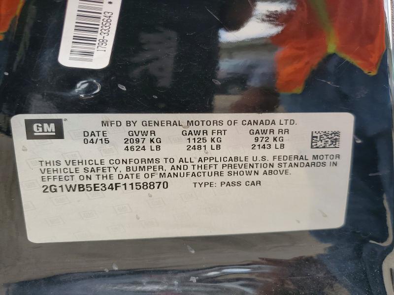 2015 Chevrolet Impala Limited მანქანა იყიდება აუქციონზე, vin: 2G1WB5E34F1158870, აუქციონის ნომერი: 60165926