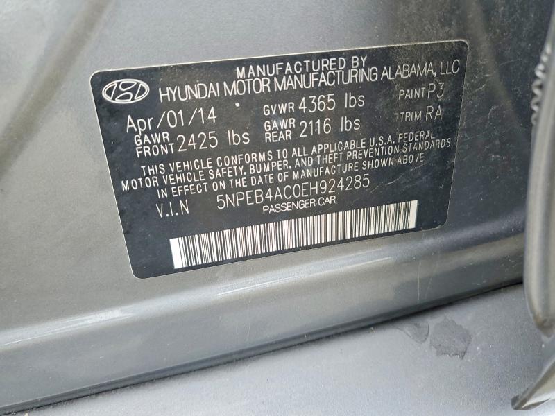 Aukcja sprzedaży 2014 Hyundai Sonata, vin: 5NPEB4AC0EH924285, numer aukcji: 62810056