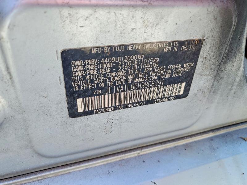 60238016 :رقم المزاد ، JF1VA1L66H9808391 vin ، 2017 Subaru Wrx مزاد بيع