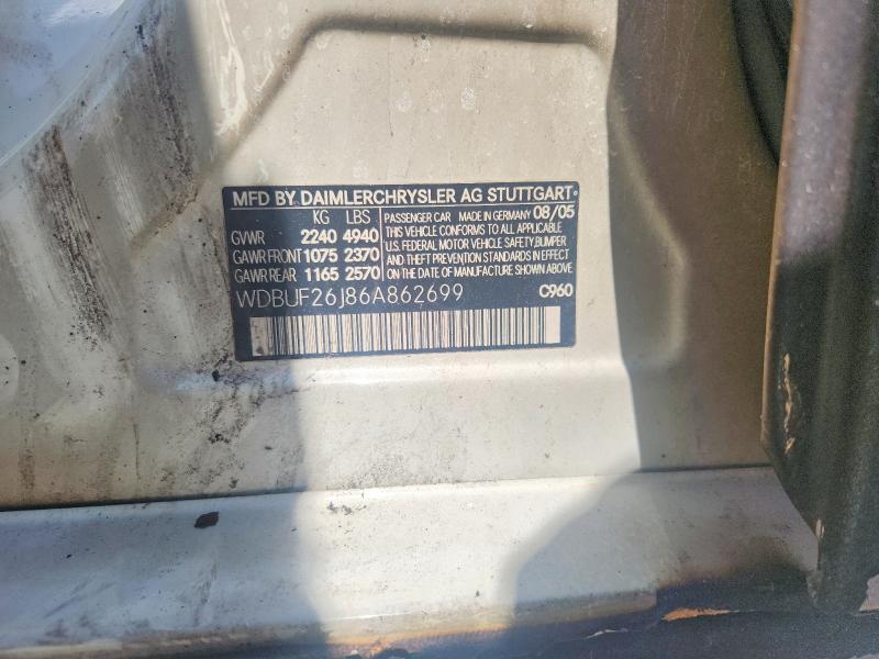 Aukcja sprzedaży 2006 Mercedes-benz E, vin: WDBUF26J86A862699, numer aukcji: 59775896