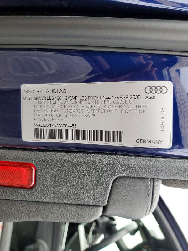 Продажа на аукционе авто 2021 Audi A4, vin: WAUEAAF47MA064455, номер лота: 59251956