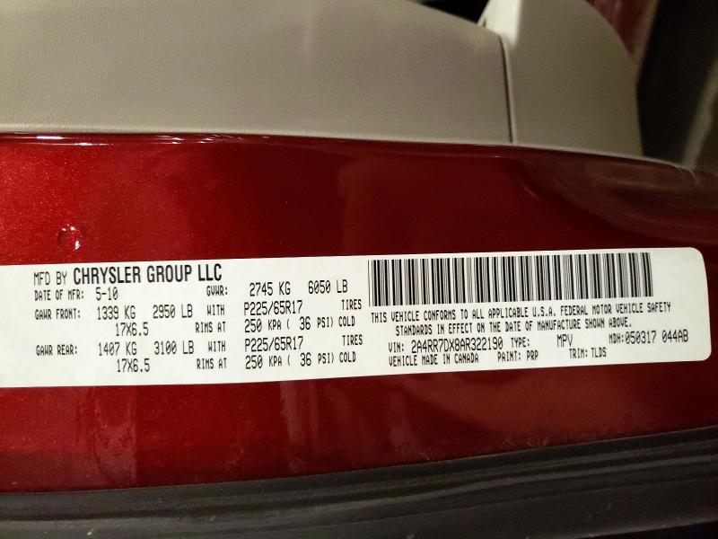 Aukcja sprzedaży 2010 Chrysler Town & Country, vin: 2A4RR7DX8AR322190, numer aukcji: 59732256