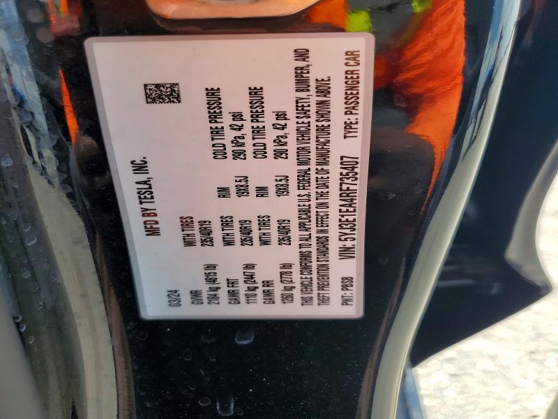 61777986 :رقم المزاد ، 5YJ3E1EA4RF735407 vin ، 2024 Tesla Model 3 مزاد بيع