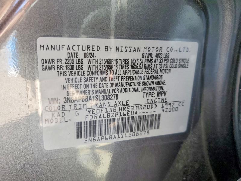 Продажа на аукционе авто 2025 Nissan Kicks, vin: 3N8AP6BA1SL308278, номер лота: 61069726