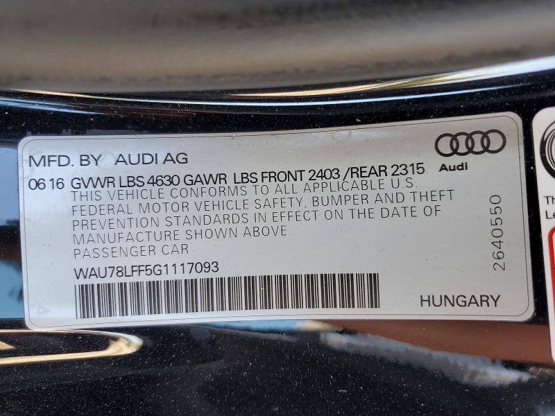 Продажа на аукционе авто 2016 Audi A3, vin: WAU78LFF5G1117093, номер лота: 61817616