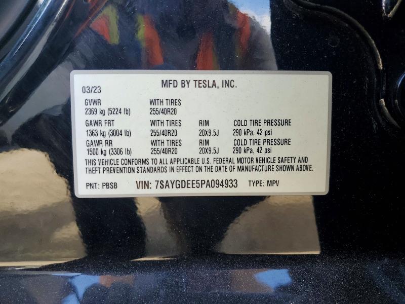 2023 Tesla Model Y მანქანა იყიდება აუქციონზე, vin: 7SAYGDEE5PA094933, აუქციონის ნომერი: 60424566