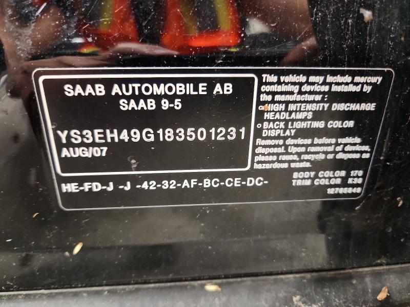 2008 Saab 9-5 მანქანა იყიდება აუქციონზე, vin: YS3EH49G183501231, აუქციონის ნომერი: 61913806
