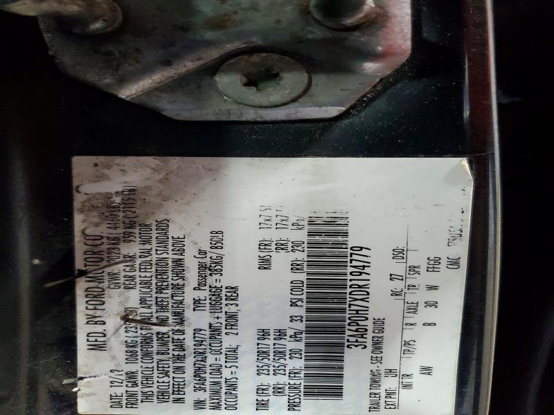 60451616 :رقم المزاد ، 3FA6P0H7XDR194779 vin ، 2013 Ford Fusion مزاد بيع