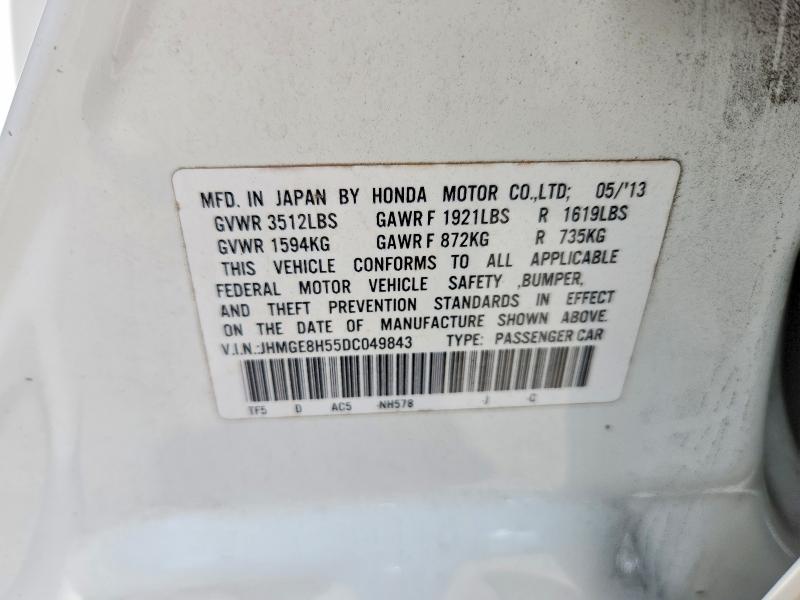 Aukcja sprzedaży 2013 Honda Fit, vin: JHMGE8H55DC049843, numer aukcji: 59359296