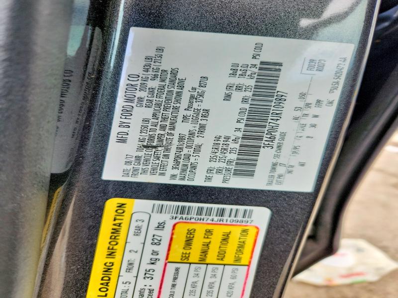 Aukcja sprzedaży 2018 Ford Fusion, vin: 3FA6P0H74JR109897, numer aukcji: 61429346