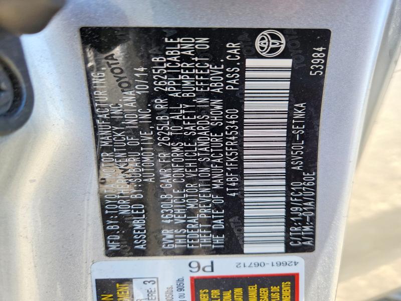 Aukcja sprzedaży 2015 Toyota Camry, vin: 4T4BF1FK5FR453460, numer aukcji: 59737616