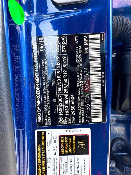 62321436 :رقم المزاد ، 4JGFB5KB5LA076534 vin ، 2020 Mercedes-benz Gle مزاد بيع